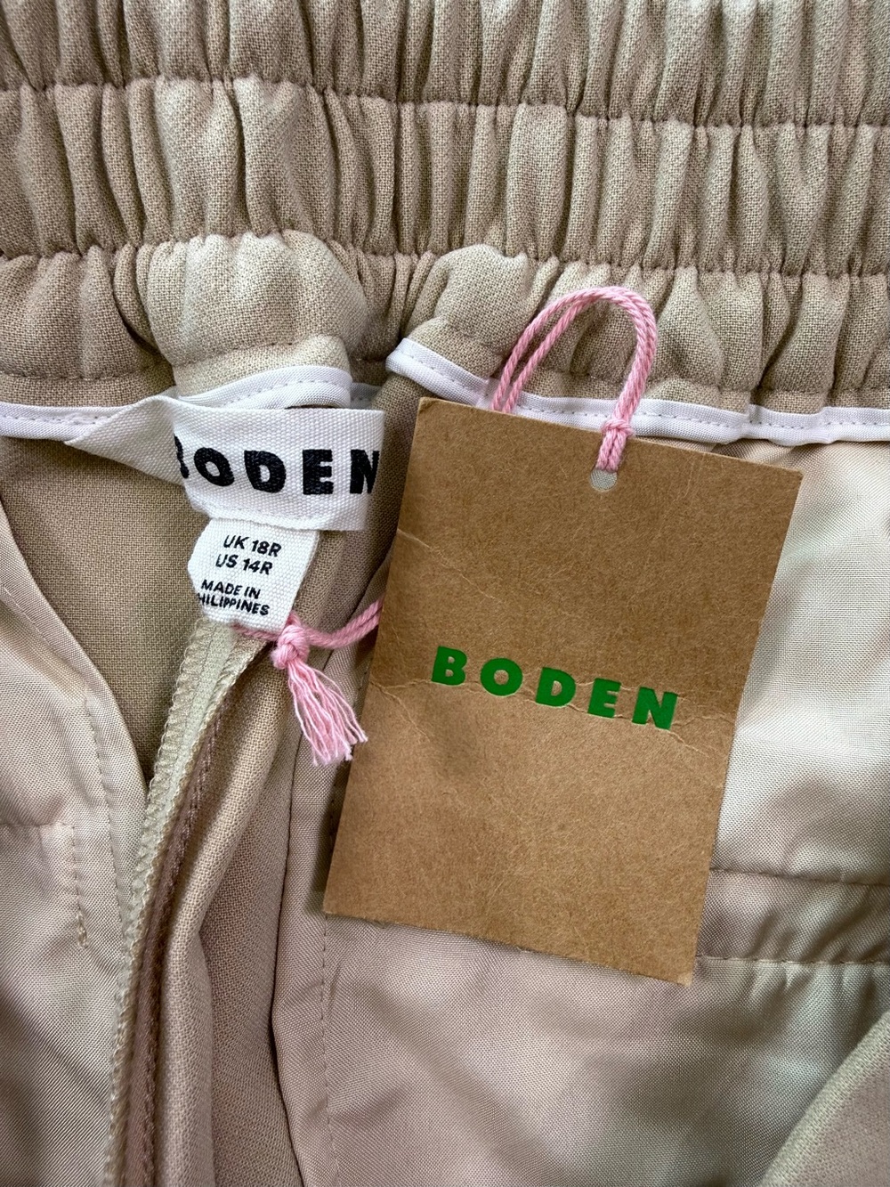 NWT Boden Pull On Side Stripe Trousers Ankle Zip Beige Size 14 Regular - Picture 9 of 14